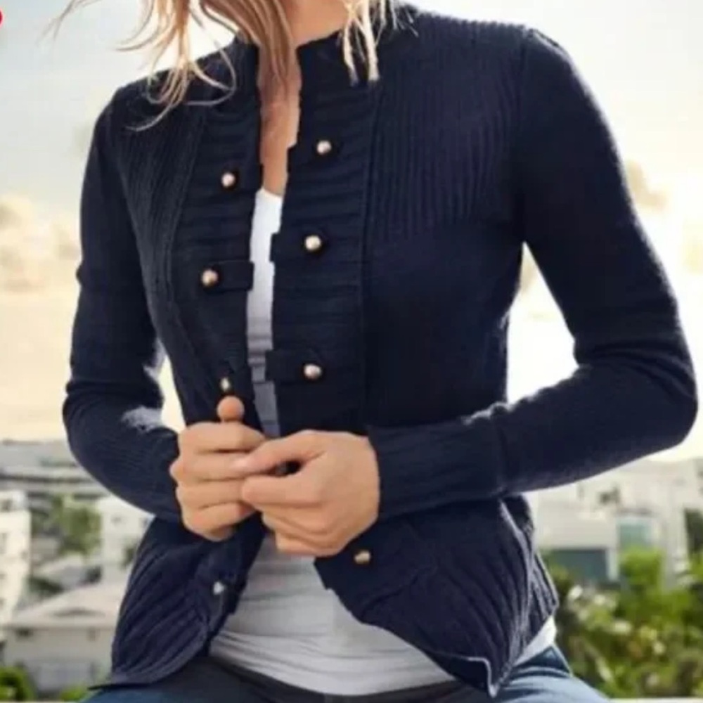 Cotton Wool Tab button detail cardigan - Picture 2 of 13